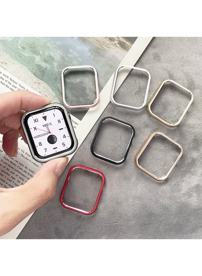 Suitable For Apple Aluminum Alloy Watch7/SE/6/5/4321 High-gloss Metal Hard Protective Case-Color:Rose Gold-Exterior Dimension:42mm