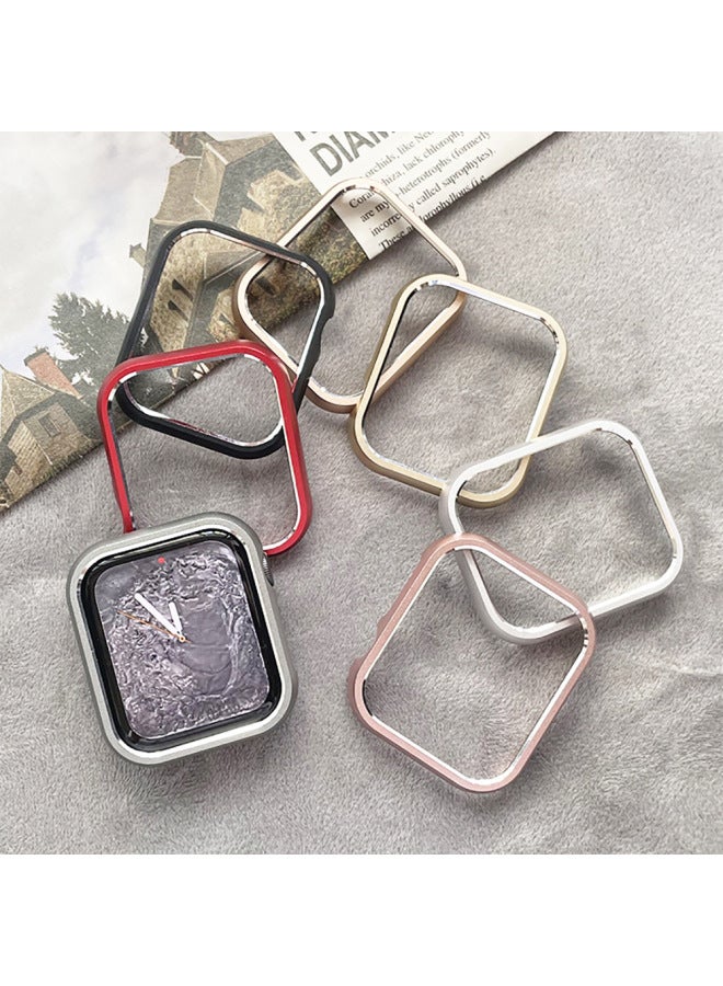Suitable For Apple Aluminum Alloy Watch7/SE/6/5/4321 High-gloss Metal Hard Protective Case-Color:Rose Gold-Exterior Dimension:42mm