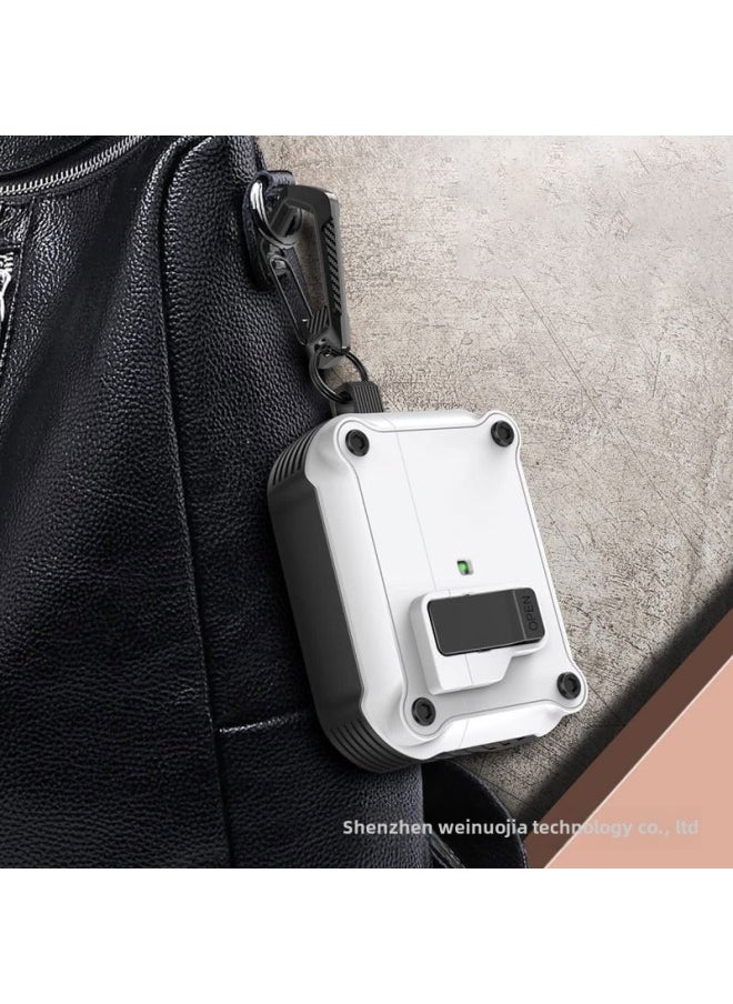 Airpods4 Earphone Case For Apple Airpodspro Protective Case Airpods3 Automatic Elastic Cover Protective Case-Color:White + Booster + Carabiner-Model:Apple Airpods 3