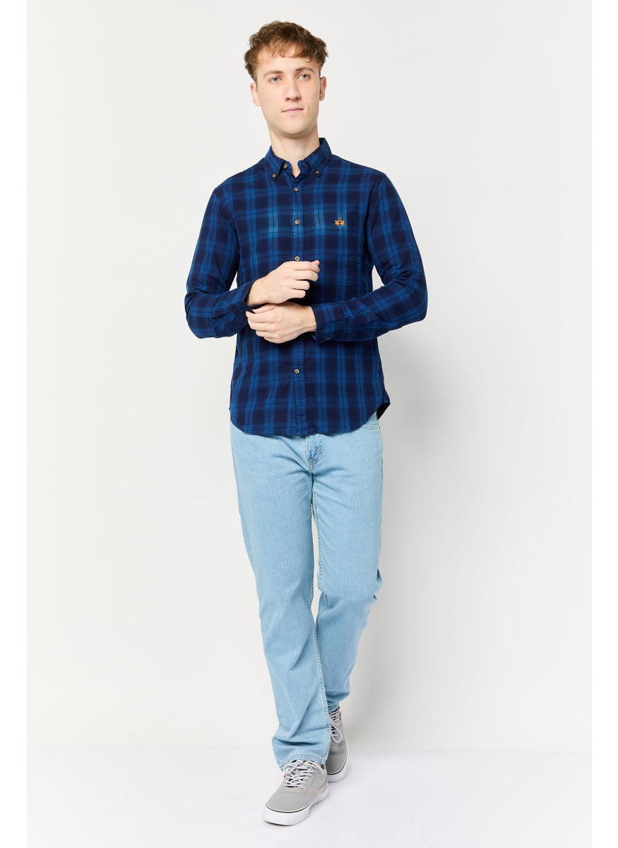 La Martina Men Tailored Fit Embroidered Logo Long Sleeves Casual Shirt, Multicolor  - Image 2