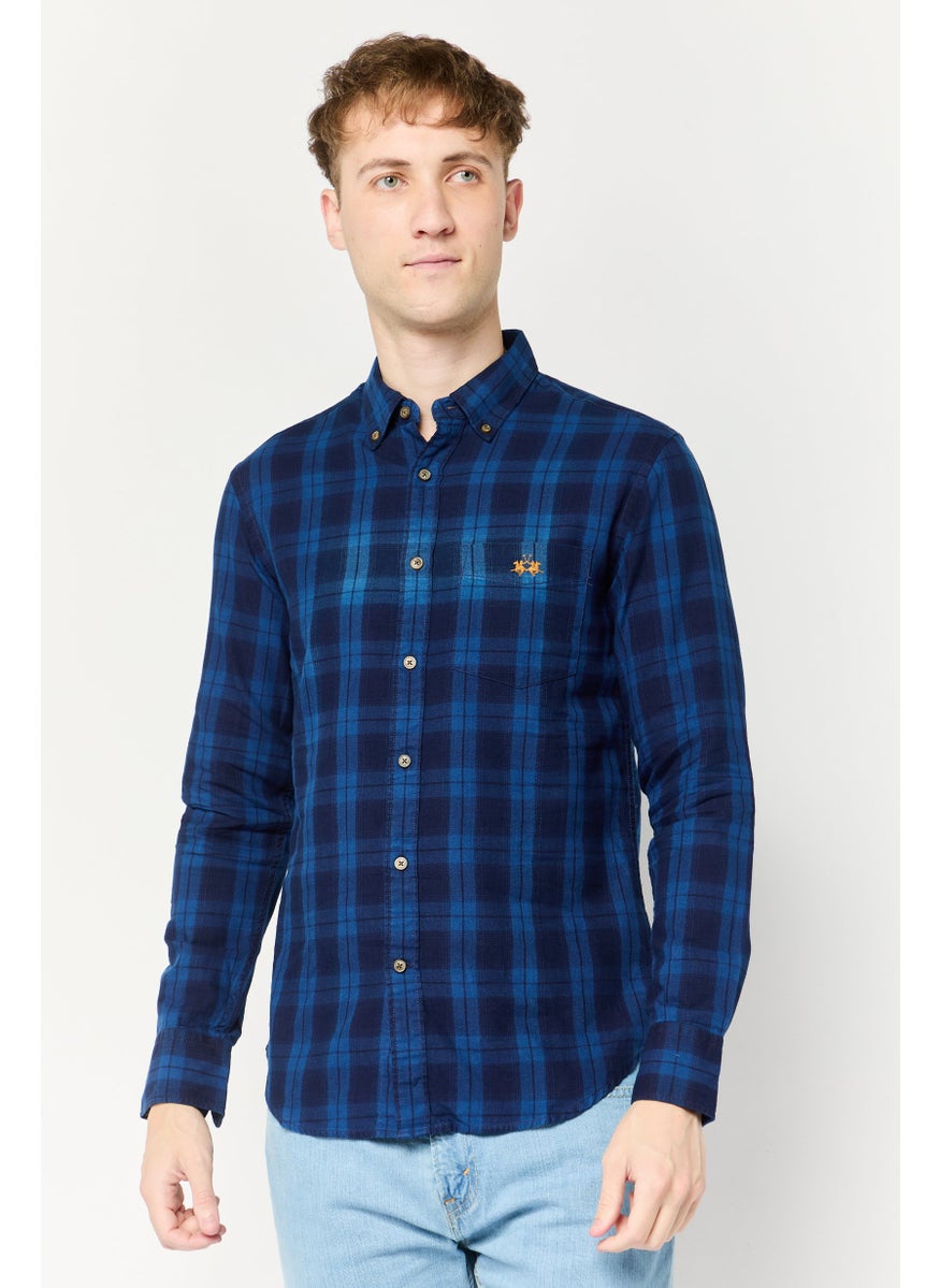 La Martina Men Tailored Fit Embroidered Logo Long Sleeves Casual Shirt, Multicolor  - Image 1