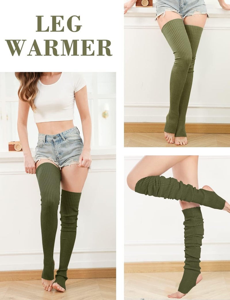 v28 Women Girls Thigh High Neon Ribbed Long 80s 90s Party Skating Leg Warmers - Image 2