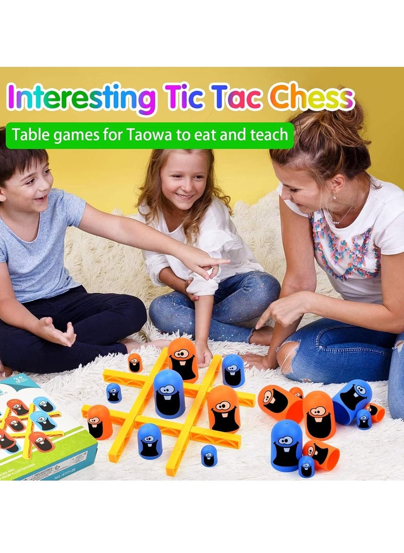 Educational Tic Tac Toe Game, 2-Player Blue and Red Board Game, Suitable for Children and Adults, Parent-Child Interactive Game, Indoor Family Game, Suitable for Holiday Family Gatherings