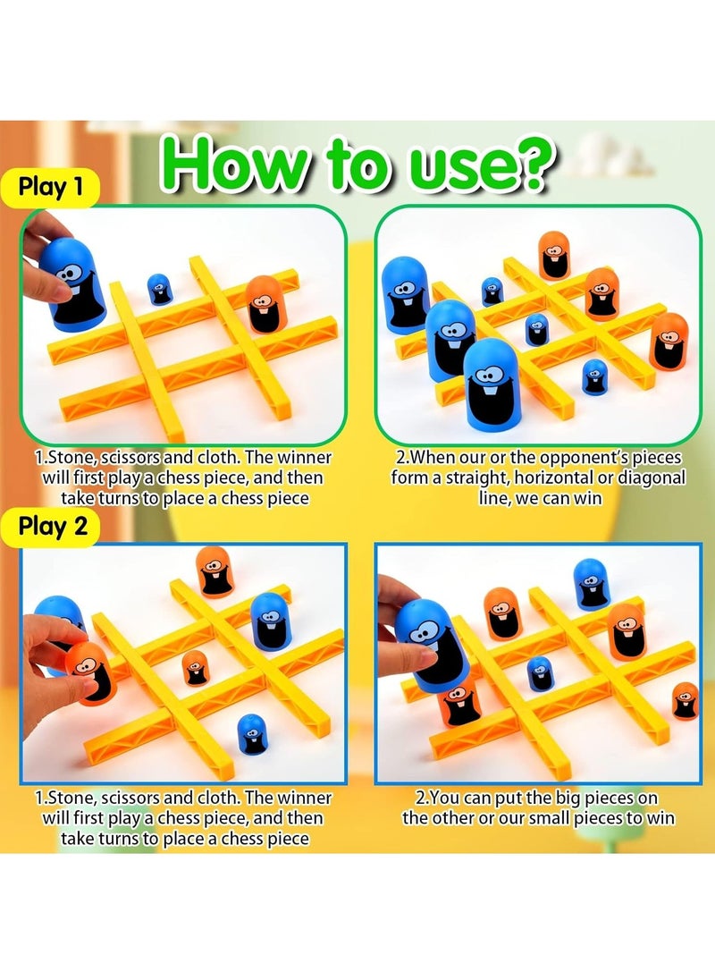 Educational Tic Tac Toe Game, 2-Player Blue and Red Board Game, Suitable for Children and Adults, Parent-Child Interactive Game, Indoor Family Game, Suitable for Holiday Family Gatherings