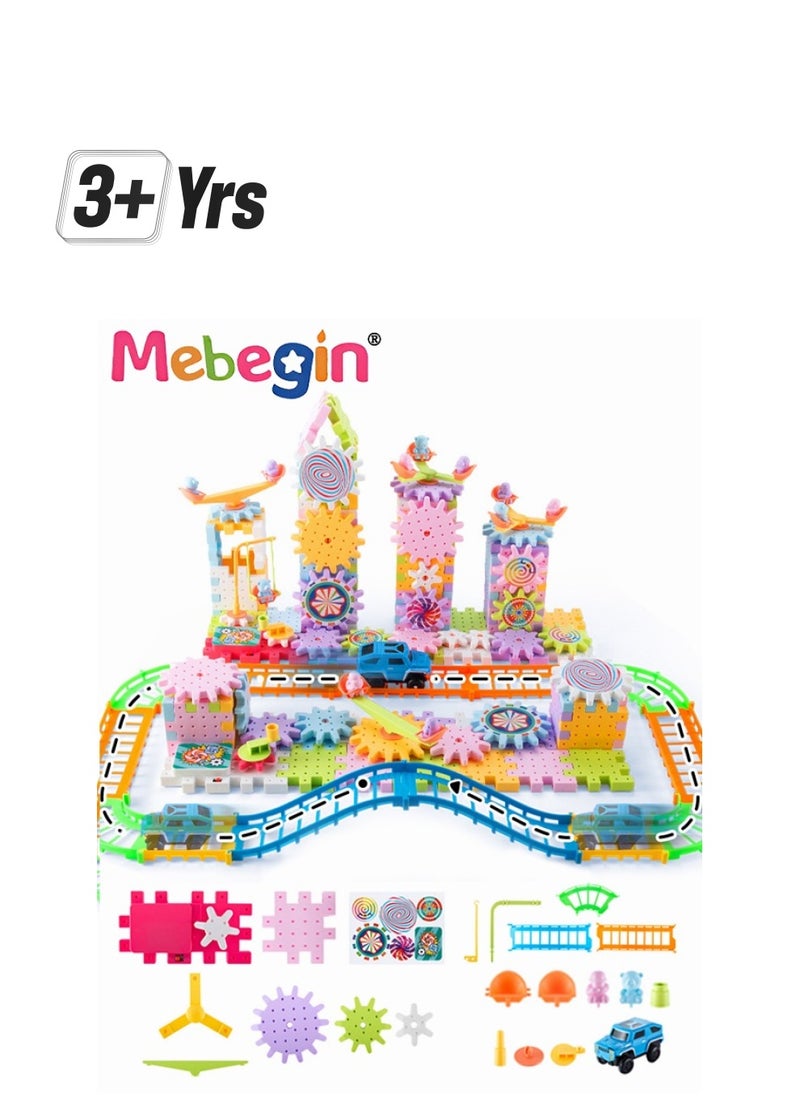 MEBEGIN - 203 Pcs Electric Building Block Gear Toy Set,Learning Resources Gears STEM Building Set,Motorized Spinning Gears Educational DIY Blocks for Kids Birthday Gift - Image 1