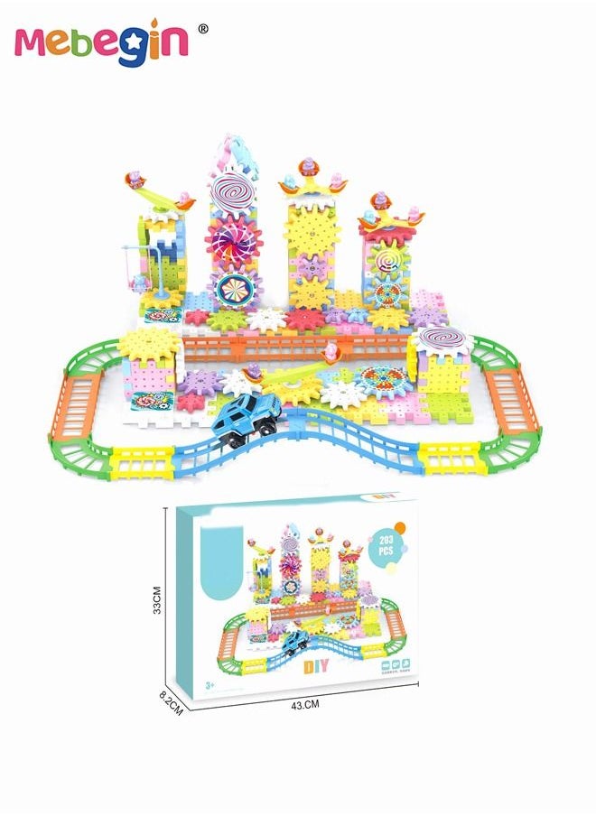 MEBEGIN - 203 Pcs Electric Building Block Gear Toy Set,Learning Resources Gears STEM Building Set,Motorized Spinning Gears Educational DIY Blocks for Kids Birthday Gift - Image 1
