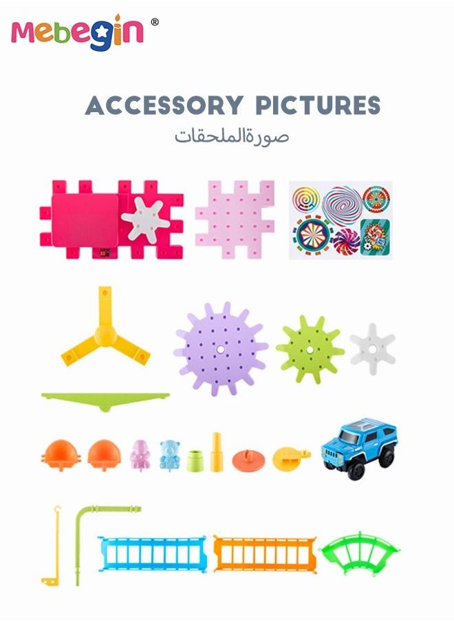 MEBEGIN - 203 Pcs Electric Building Block Gear Toy Set,Learning Resources Gears STEM Building Set,Motorized Spinning Gears Educational DIY Blocks for Kids Birthday Gift - Image 1