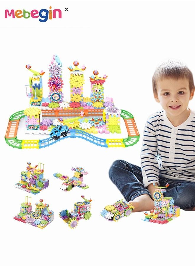 MEBEGIN - 203 Pcs Electric Building Block Gear Toy Set,Learning Resources Gears STEM Building Set,Motorized Spinning Gears Educational DIY Blocks for Kids Birthday Gift - Image 1
