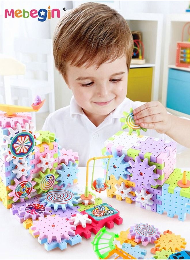MEBEGIN - 203 Pcs Electric Building Block Gear Toy Set,Learning Resources Gears STEM Building Set,Motorized Spinning Gears Educational DIY Blocks for Kids Birthday Gift - Image 1