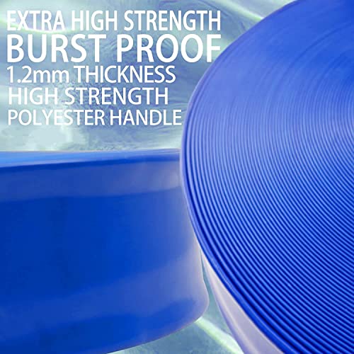Poolvio 1-1/2" x 100' Professional Blue Backwash Hose with Clamps, General Purpose Reinforced PVC Lay-Flat Water Discharge Hose,for Use While Back-Washing Filters and Draining Pools - Image 5