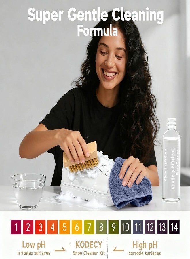 Koudecy Shoe Cleaner Kit for Sneaker - 10.1 Oz Shoe Cleaning Kit with Eraser&Brushes&Towel, White Shoe & Suede Shoe Cleaner for Leather Suede Mesh Knit and Most Materials - Image 2