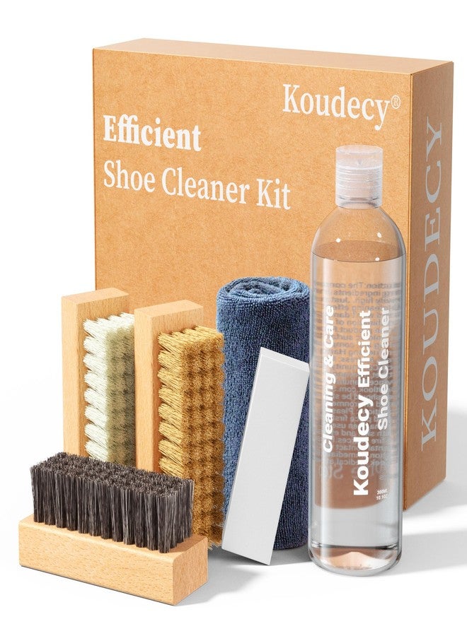 Koudecy Shoe Cleaner Kit for Sneaker - 10.1 Oz Shoe Cleaning Kit with Eraser&Brushes&Towel, White Shoe & Suede Shoe Cleaner for Leather Suede Mesh Knit and Most Materials - Image 1