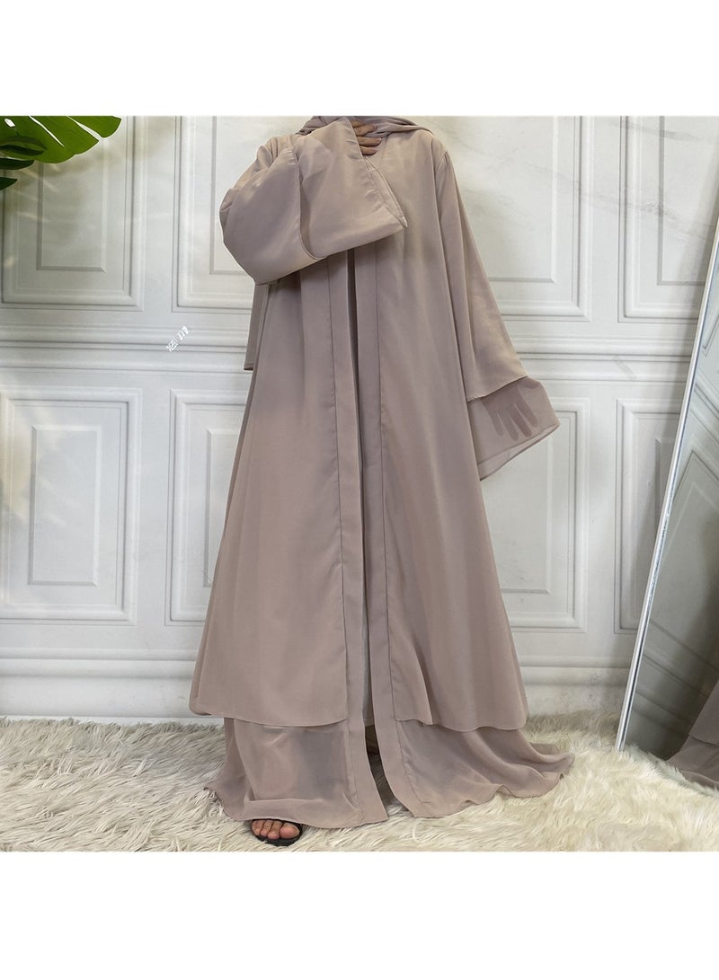 إسكدنيا Women Abaya, Comfortable Muslim Dress Solid Loose Fit Long Cardigan Hijab, Durable And Breathable Robe Open Front Kaftan Maxi Dress For Women Teens, (Size 2XL, Grey ) - Image 3