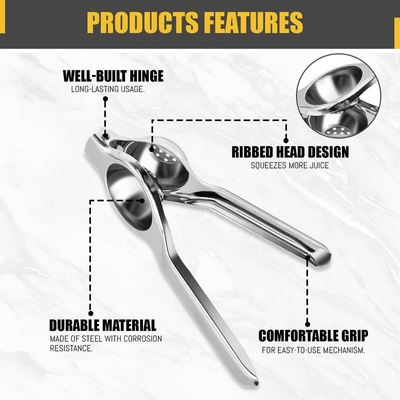 Simplyhut Lemon SqueezerHeavy Duty Stainless Steel Handheld Nimbu Presser Lemon Shikanji Juice Extractor Rustproof Lime Squeezer Citrus Press Juicer Crusher With Attached Bottle Opener for Kitchen - Image 2
