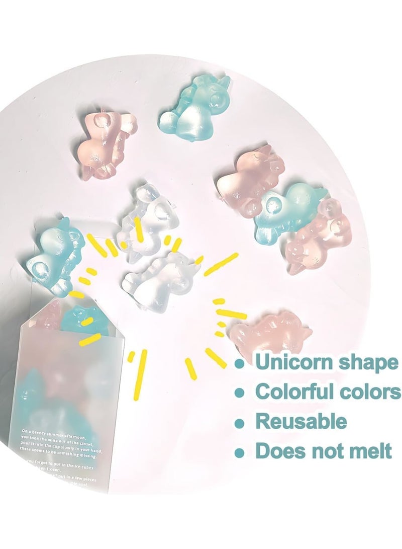 SOLARAE Reusable Ice Cubes for Drinks, 12Pcs Colorful Unicorn Shape Plastic Ice Cubes, Cocktails Like Whiskey, , or Coffee, Silicone Square Shapes, Dry Ice Cubes, Non Diluting (3 Colors) - Image 2