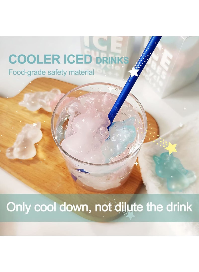 SOLARAE Reusable Ice Cubes for Drinks, 12Pcs Colorful Unicorn Shape Plastic Ice Cubes, Cocktails Like Whiskey, , or Coffee, Silicone Square Shapes, Dry Ice Cubes, Non Diluting (3 Colors) - Image 3