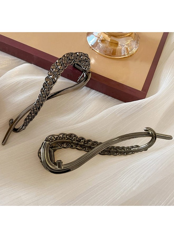 AEGYPIUS - Metal Hair Clips ; Rhinestone One Word Hair Clips ; French Barrettes Jaw Clips Hairpins ; Metal Hair Accessories Great For Everyday Use ; French Twist N Hair Clip Perfect For Women And Girls (Black) - Image 1