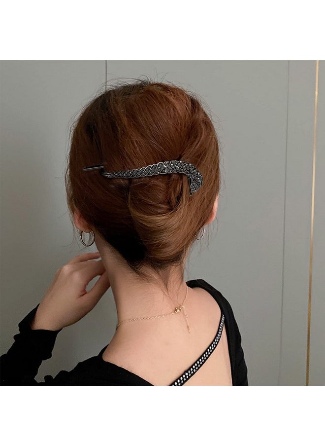 AEGYPIUS - Metal Hair Clips ; Rhinestone One Word Hair Clips ; French Barrettes Jaw Clips Hairpins ; Metal Hair Accessories Great For Everyday Use ; French Twist N Hair Clip Perfect For Women And Girls (Black) - Image 1