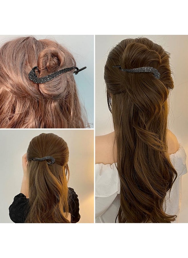 AEGYPIUS - Metal Hair Clips ; Rhinestone One Word Hair Clips ; French Barrettes Jaw Clips Hairpins ; Metal Hair Accessories Great For Everyday Use ; French Twist N Hair Clip Perfect For Women And Girls (Black) - Image 1