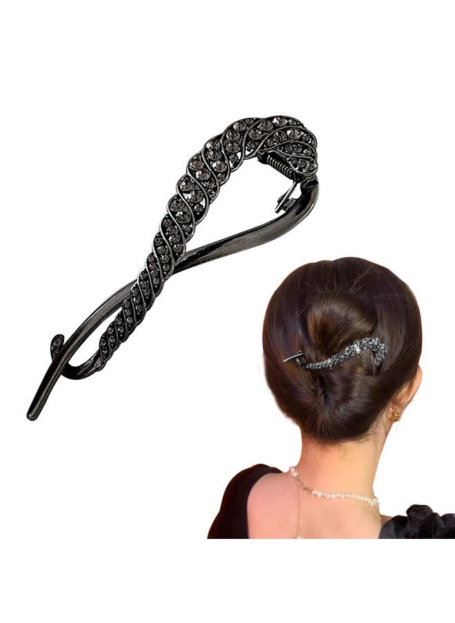 AEGYPIUS - Metal Hair Clips ; Rhinestone One Word Hair Clips ; French Barrettes Jaw Clips Hairpins ; Metal Hair Accessories Great For Everyday Use ; French Twist N Hair Clip Perfect For Women And Girls (Black) - Image 1