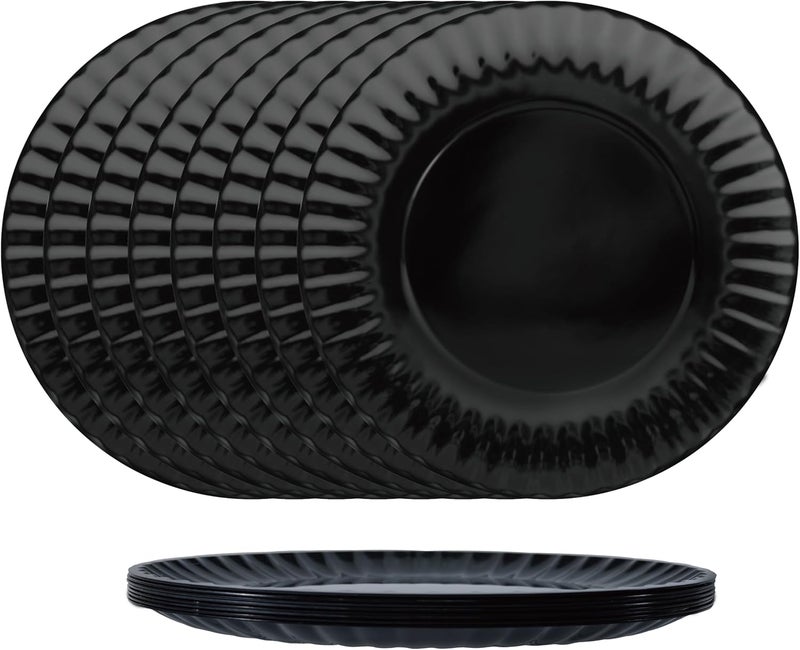 TP 8inch Melamine Dinner Plates Set of 8 Lightweight Serving Round Salad Plate for 8 Dessert Dishes for Indoors and Outdoors Black - Image 1