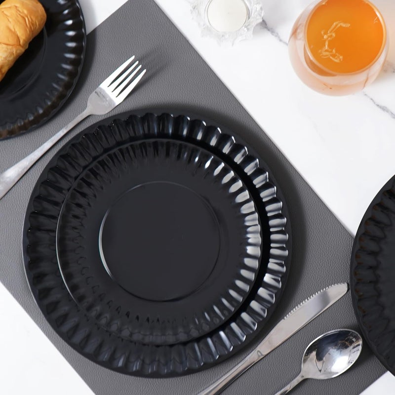 TP 8inch Melamine Dinner Plates Set of 8 Lightweight Serving Round Salad Plate for 8 Dessert Dishes for Indoors and Outdoors Black - Image 4