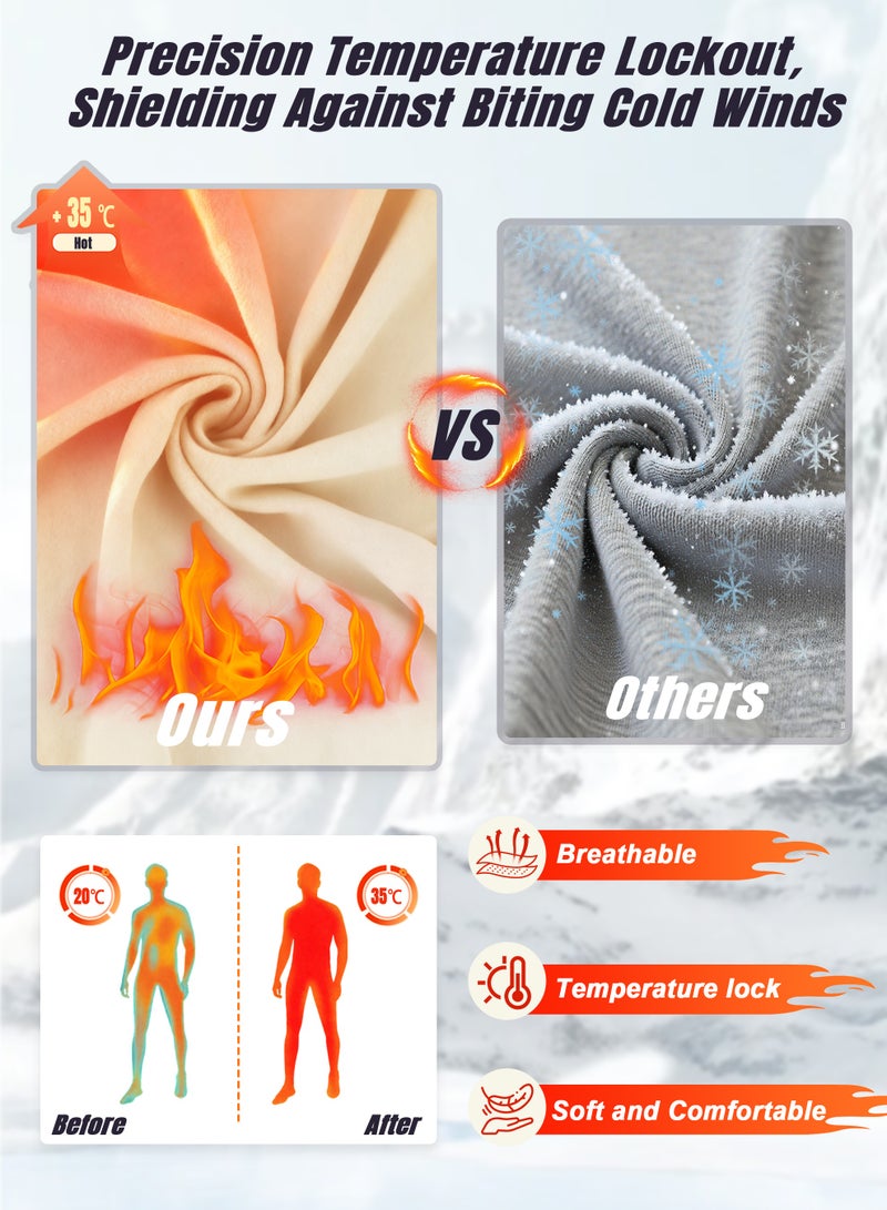 Necomi Women's Thermal Underwear Set with Fleece Lined Long Sleeve Base Layer and Pants Set, Fleece Lined Base Layer Pajamas, Suitable for Daily Wear and Outdoor Activities Such as Running, Working, Skiing, Hiking, Walking (Skin) - Image 3