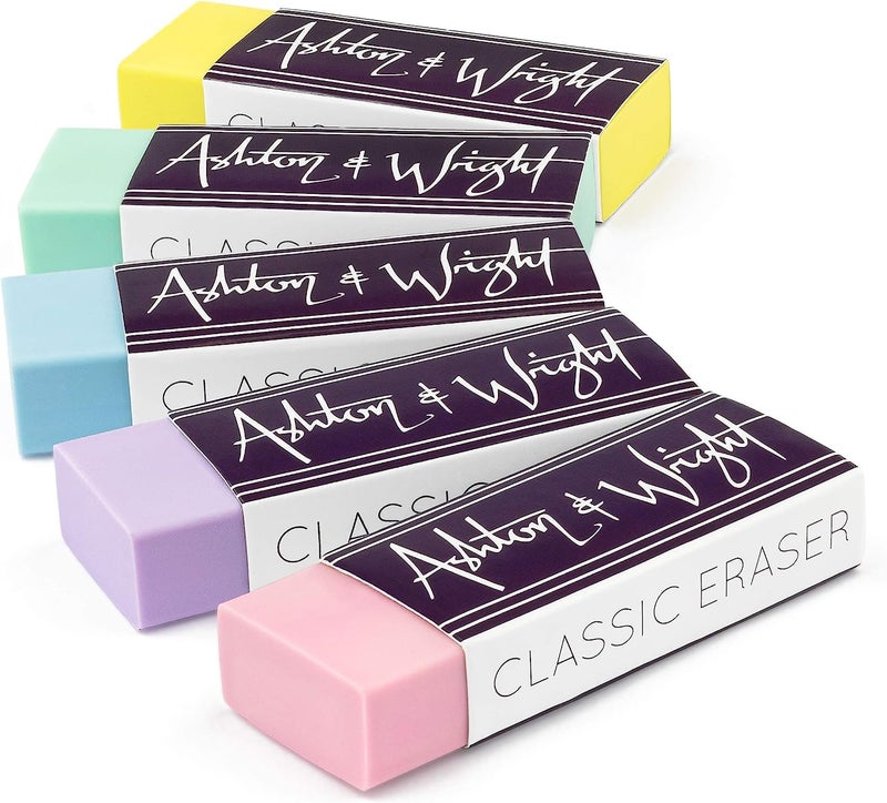 Ashton and Wright - Classic Eraser - Latex Free Plastic Rubber - Pack of 5 Pastel - Image 1