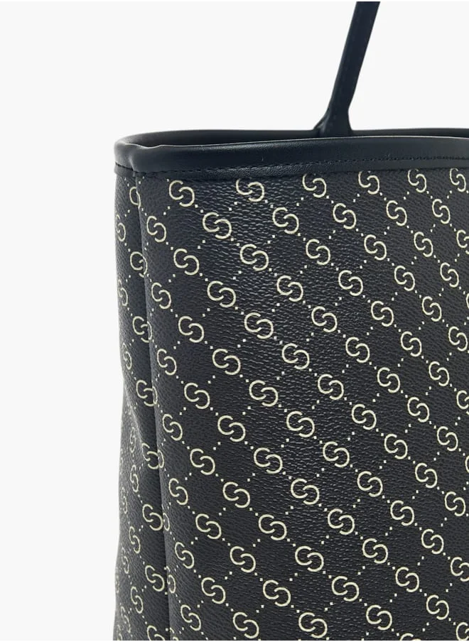 Celeste Womens Monogram Print Tote Bag With Double Handle And Pouch
