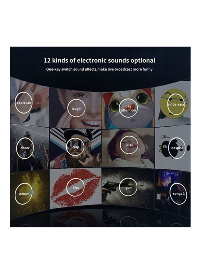 13-Piece Multi-Functional Live Sound Card Condenser Microphone with Suspension Scissor Kit ANY0062 Multicolour - Image 4