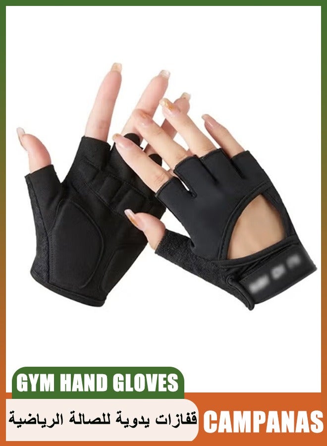CAMPANAS Gym Hand Gloves with Anti-skid and Wear-resistant, Comfortable Exercise Gloves and Breathable Cycling Gloves, Weight Lifting Gloves, Black M - Image 1