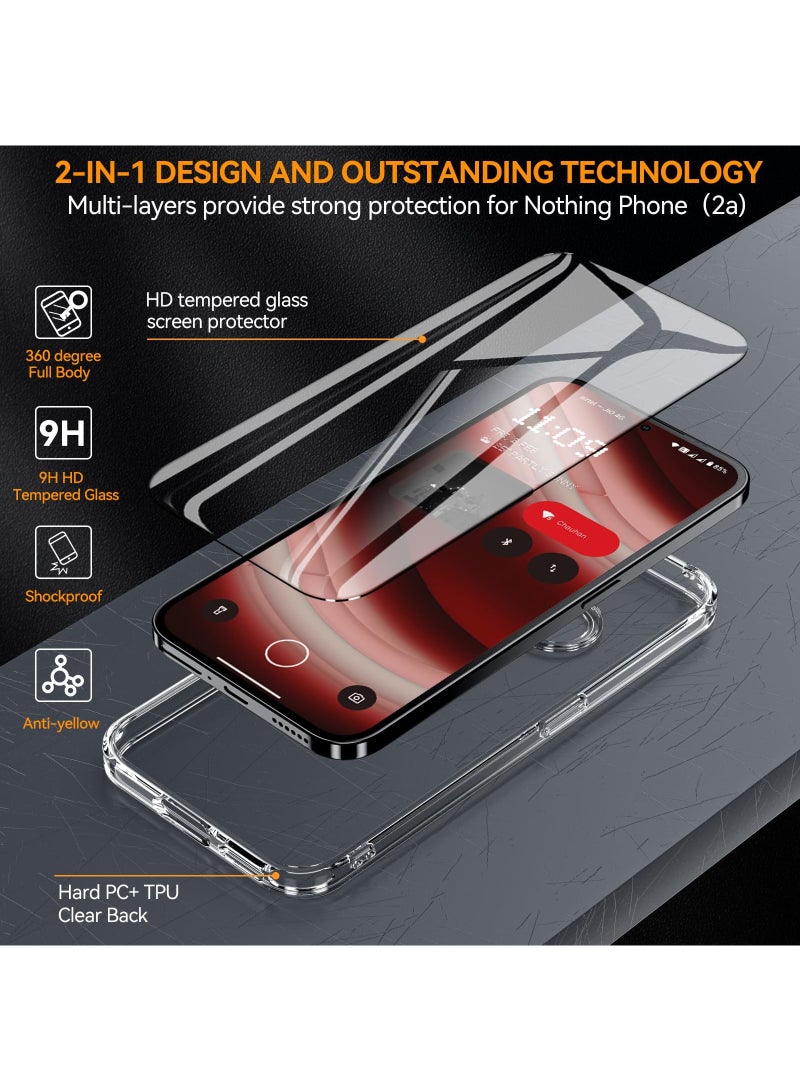 For Nothing Phone 2a Case with 1 Pack Tempered Glass Screen Protector, Anti-Yellow Clear Back Cover, Slim Fit Shockproof Mobile Phone Casing - Image 3