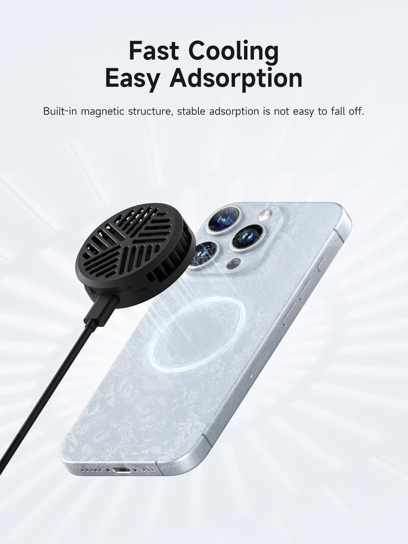 Hagibis Magnetic Cell Phone Cooler Ultrathin Cooling Fan Portable Lightweight Mobile Phone Radiator for iPhone 15 Pro Max, MagSafe Series, iPad Pro, Android, Tablet (Black) - Image 4