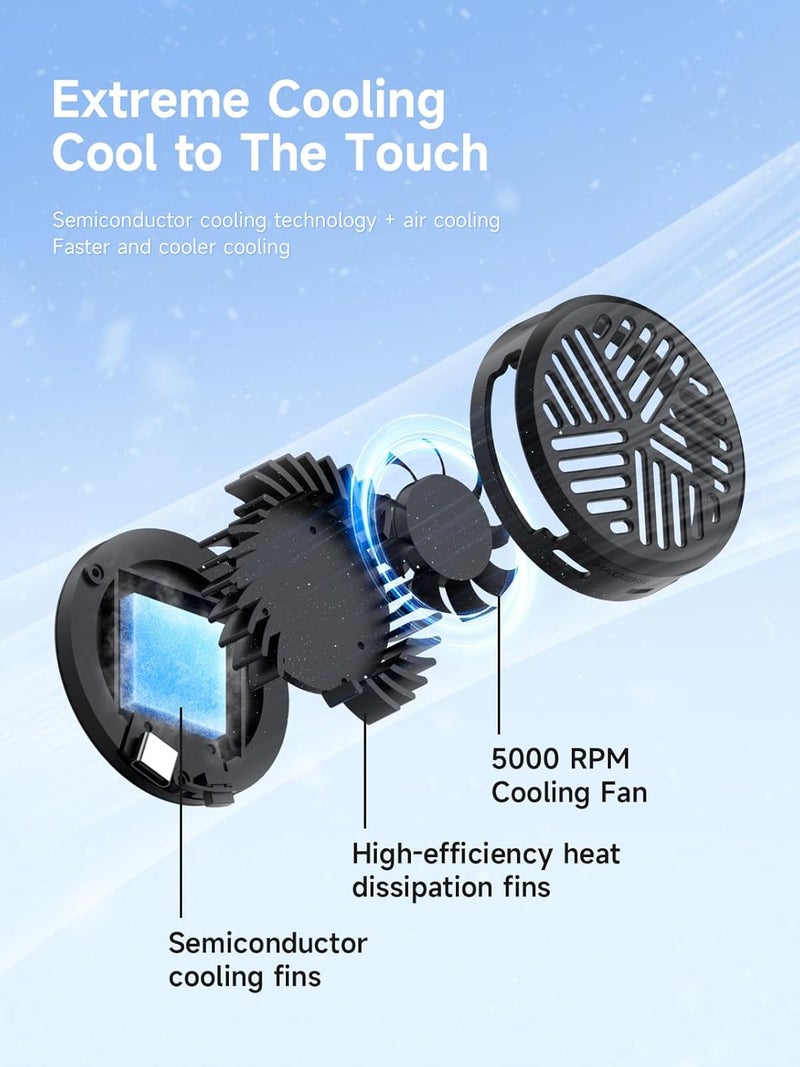 Hagibis Magnetic Cell Phone Cooler Ultrathin Cooling Fan Portable Lightweight Mobile Phone Radiator for iPhone 15 Pro Max, MagSafe Series, iPad Pro, Android, Tablet (Black) - Image 2