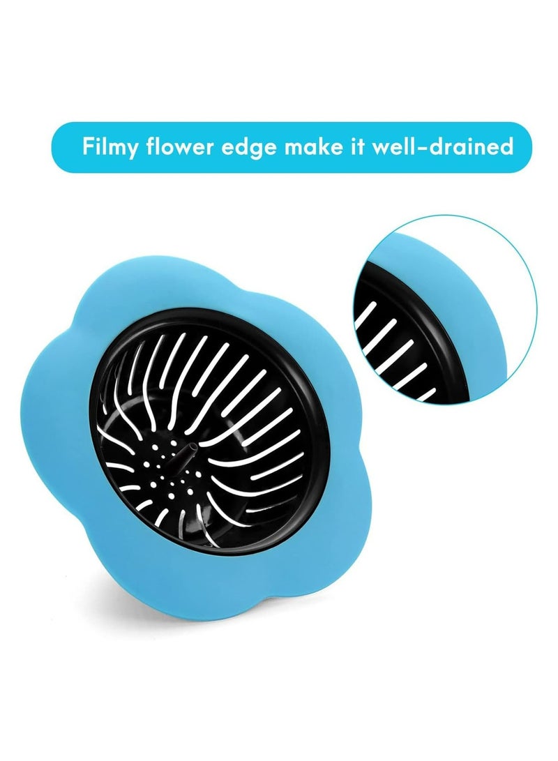 CMGTYYD 4 Pack Sink Drain Strainer, Kitchen Sink Strainer, Flexible Silicone Kitchen Sink Strainer Basket, Flower Shape, Large Wide Rim 4.5 inch Diameter - Image 3