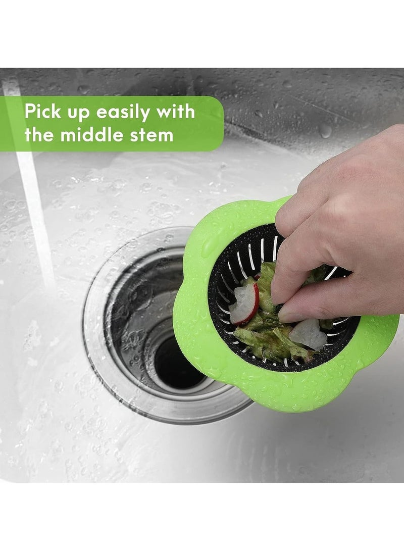 CMGTYYD 4 Pack Sink Drain Strainer, Kitchen Sink Strainer, Flexible Silicone Kitchen Sink Strainer Basket, Flower Shape, Large Wide Rim 4.5 inch Diameter - Image 5