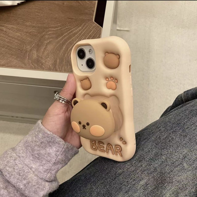 Drop Protection Silicone , , Bear Pattern , , Kickstand , Cover for Samsung Galaxy A26 for Desk Setup - Image 5