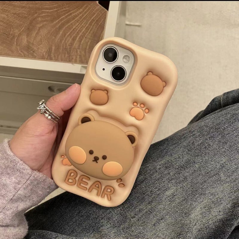Drop Protection Silicone , , Bear Pattern , , Kickstand , Cover for Samsung Galaxy A26 for Desk Setup - Image 1