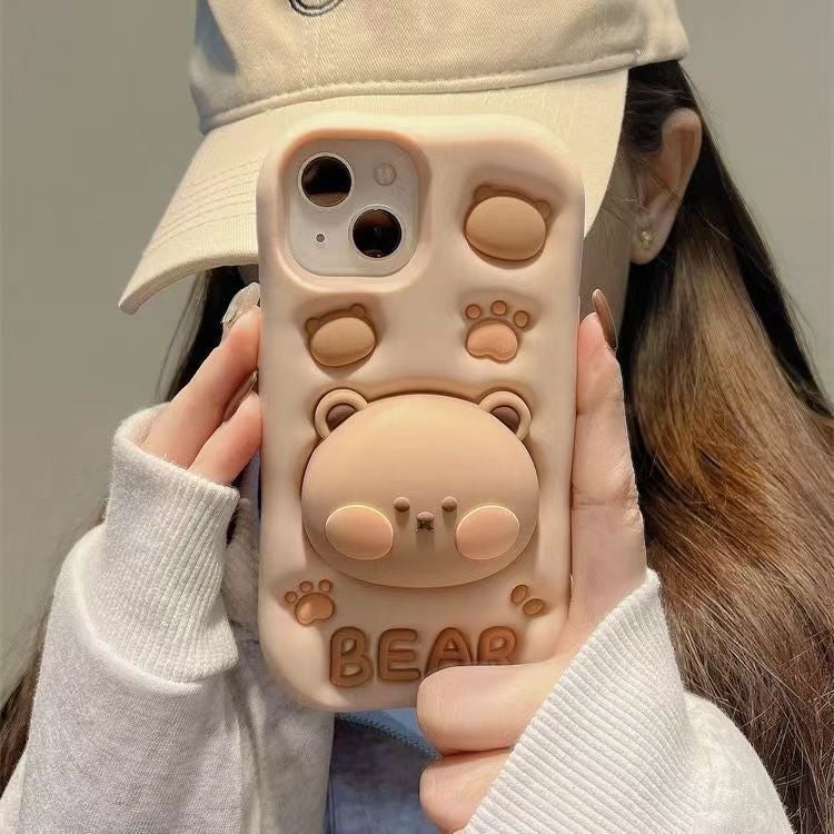 Drop Protection Silicone , , Bear Pattern , , Kickstand , Cover for Samsung Galaxy A26 for Desk Setup - Image 3