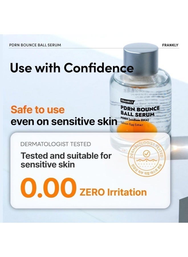 FRANKLY Salmon PDRN Bounce Ball Serum 30ml Korean Glass Skin Serum with Salmon DNA PDRN Niacinamide Hyaluronic Acid Hydrating Brightening Firming Repair Serum for Damaged Sensitive Skin - Image 4