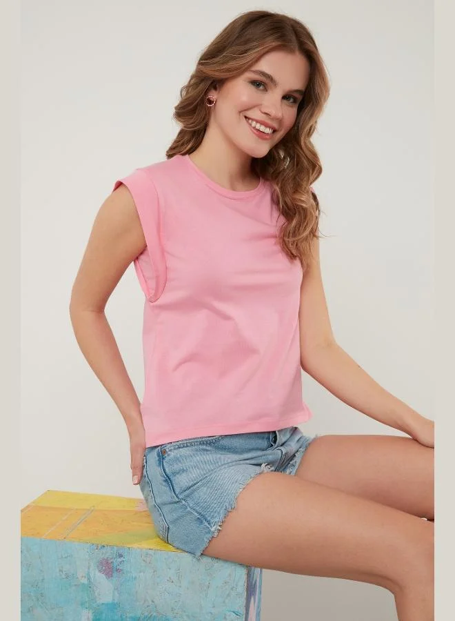 Lela Lela Cotton Crew Neck Sleeveless Basic T-Shirt Women's T-SHIRT 5864201