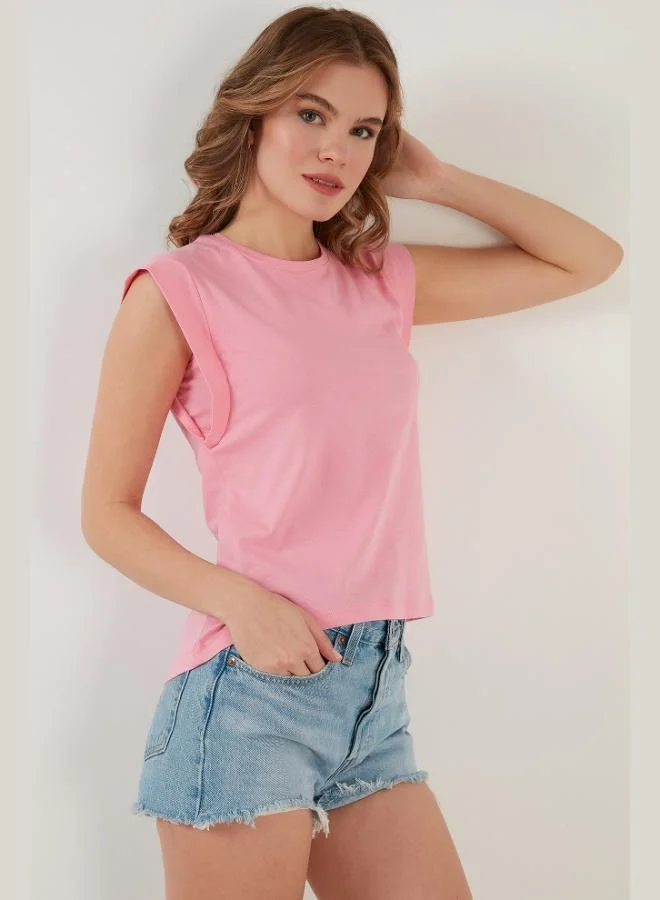 Lela Lela Cotton Crew Neck Sleeveless Basic T-Shirt Women's T-SHIRT 5864201