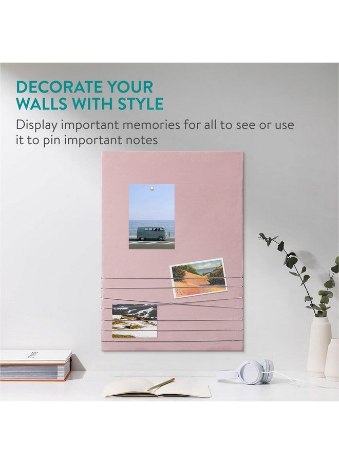 Navaris - Fabric Memo Bulletin Board - 12" X 17" Velvet Memory Board For Wall To Display Photo Collages, Pictures, Notes - Includes 6 Push Pins - Pink - Image 1