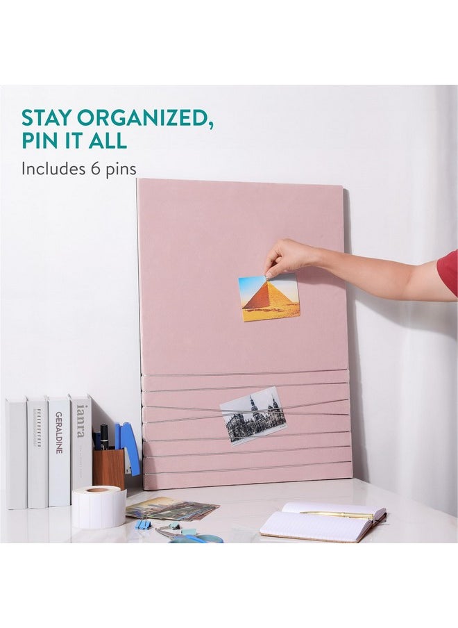 Navaris - Fabric Memo Bulletin Board - 12" X 17" Velvet Memory Board For Wall To Display Photo Collages, Pictures, Notes - Includes 6 Push Pins - Pink - Image 1