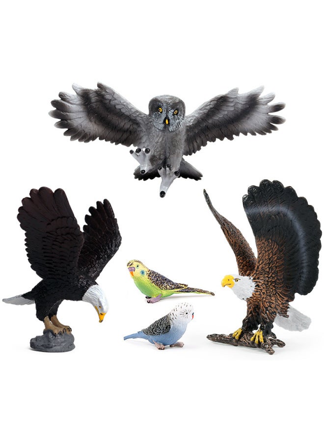 Children's Cognitive Simulation Animal Bird Model Toy Static Eagle Owl Sea Eagle Parrot Decorative Ornaments-Color:Big Peony Parrot Eating Caterpillar  - Image 2