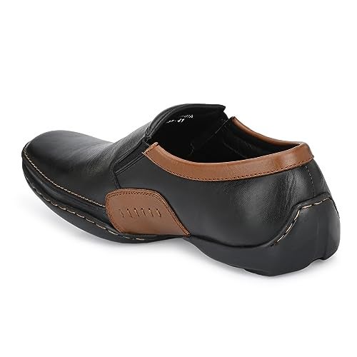egoss Moccasin Casual Shoes for Men | Genuine Leather | Comfortable & Stylish Footwear | Office & Travel Friendly – G-358 | Black, 10 - Image 3