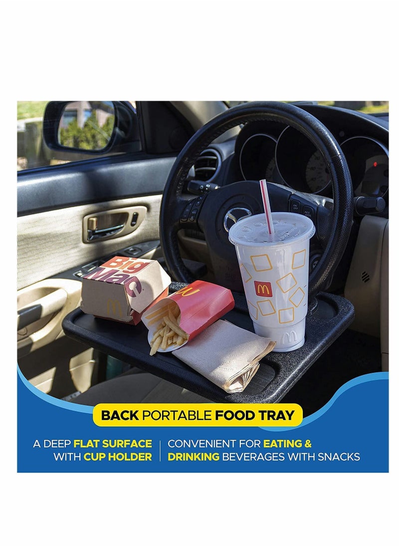 Y&D 2 in 1 Car Tray Table, Steering Wheel Desk, Laptop and Cup Holder for Car, Accessories, Trays Eating, Multifunctional Main Driver Card Food Drive Travel  - Image 3