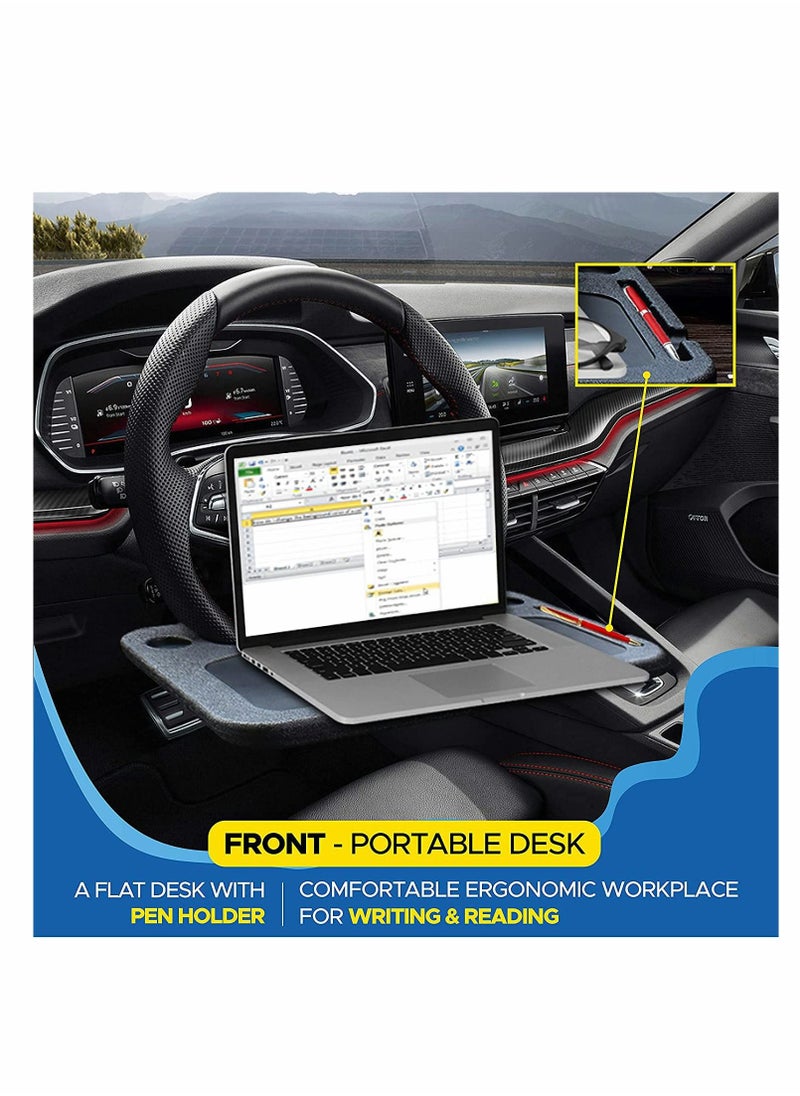 Y&D 2 in 1 Car Tray Table, Steering Wheel Desk, Laptop and Cup Holder for Car, Accessories, Trays Eating, Multifunctional Main Driver Card Food Drive Travel  - Image 2