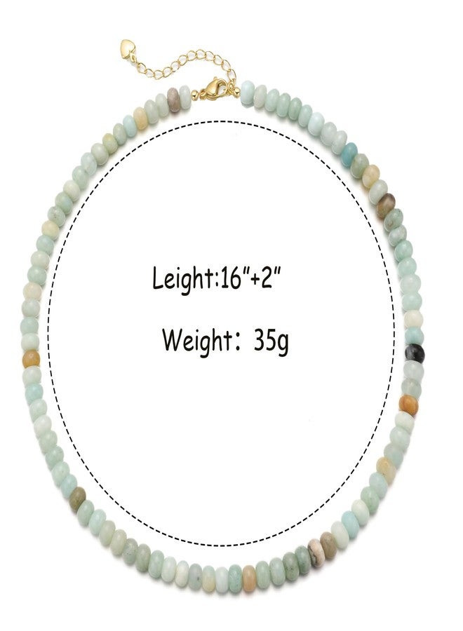 chorfla Beaded Gemstone Necklaces for Women, Bohemian Colored Choker Natural Stone Bead Decoration Summer Beach Handmade Jewelry Necklace, One size fits all, Gold Plated, natural - Image 2