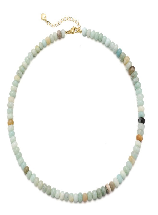 chorfla Beaded Gemstone Necklaces for Women, Bohemian Colored Choker Natural Stone Bead Decoration Summer Beach Handmade Jewelry Necklace, One size fits all, Gold Plated, natural - Image 1